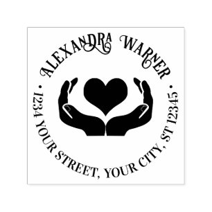 Hart in Handen Naam Retouradres Zelfinktende Stempel