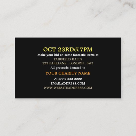 Hart in handen, Silent Charity Auction Event Visitekaartje (Achterkant)