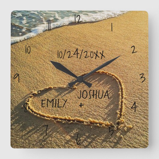 Hart in het Uitzicht van de Zandbeug Tropische Oce Vierkante Klok (Voorkant)