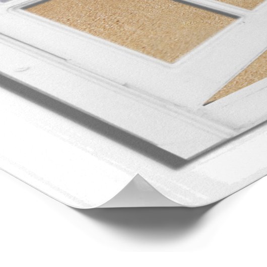 Hart in het venster Zand Faux Beach Uitzicht Poster (Hoek)