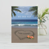 Hart in het zand (aanpasbaar) huwelijk aankondiging (Staand voorkant)
