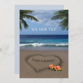 Hart in het zand (aanpasbaar) huwelijk aankondiging (Voorkant / Achterkant)