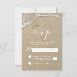 Hart in het Zand Beach Wedding RSVP-antwoord RSVP Kaartje