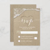 Hart in het Zand Beach Wedding RSVP-antwoord RSVP Kaartje (Voorkant / Achterkant)