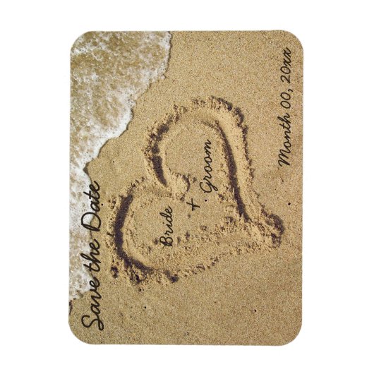 Hart in het Zand Bewaar de datum Magneten (Verticaal)