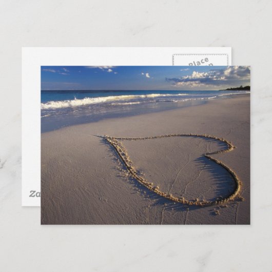 hart in het zand briefkaart (Voorkant / Achterkant)