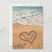 Hart in het zand bruiloft uitnodiging (Achterkant)