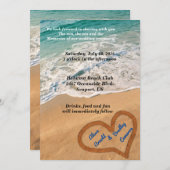 Hart in het zand bruiloft uitnodiging (Voorkant / Achterkant)