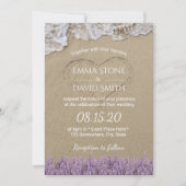 Hart in het zand lavender Floral Beach Wedding Kaart (Voorkant)
