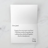 Hart in het zand man blij Jubileum Kaart (Binnen)