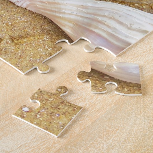 hart in het zand met schelpen legpuzzel (Zijkant)