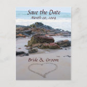 Hart in het zand Save the Date Briefkaarten (Voorkant)