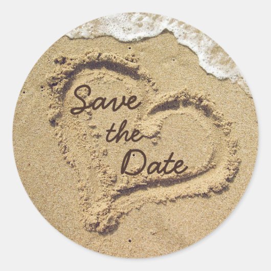Hart in het Zand Save the Date Stickers (Voorkant)