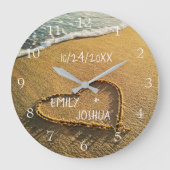 Hart in het Zand Strand Tropisch Zeezicht Grote Klok (Voorkant)