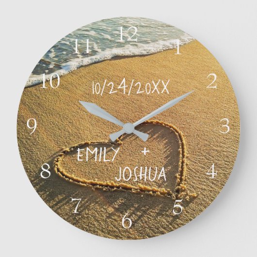Hart in het Zand Strand Tropisch Zeezicht Grote Klok (Voorkant)