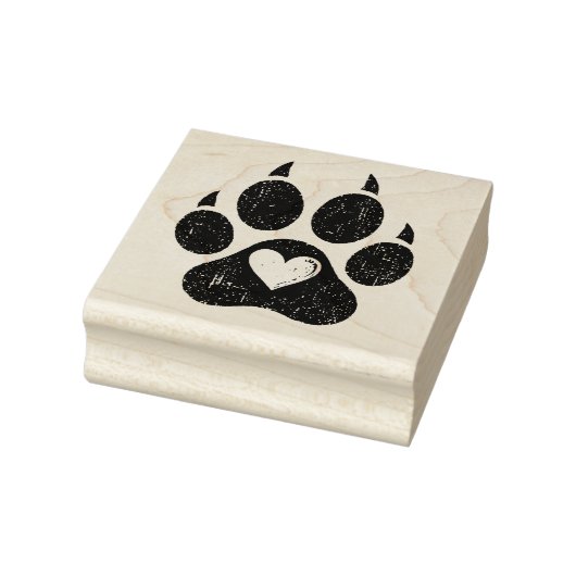 Hart in hondenpootafdruk Houten stempel met distre (Stempel)