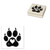 Hart in hondenpootafdruk Houten stempel met distre (Gestempeld)