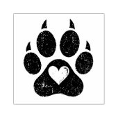 Hart in hondenpootafdruk Houten stempel met distre (Afrduk)