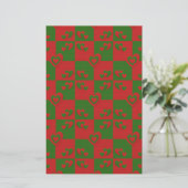 Hart in kerstkleuren: Red Green Felting Kijk Briefpapier (Staand voorkant)