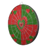 Hart in kerstkleuren: Red Green Felting Kijk Dartbord (Voorkant Rechts)