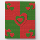 Hart in kerstkleuren: Red Green Felting Kijk Fotoplaat (Voorkant)