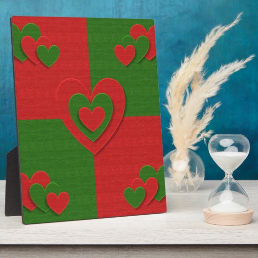Hart in kerstkleuren: Red Green Felting Kijk Fotoplaat (Zijkant)