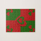 Hart in kerstkleuren: Red Green Felting Kijk Legpuzzel (Horizontaal)