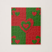 Hart in kerstkleuren: Red Green Felting Kijk Legpuzzel (Verticaal)