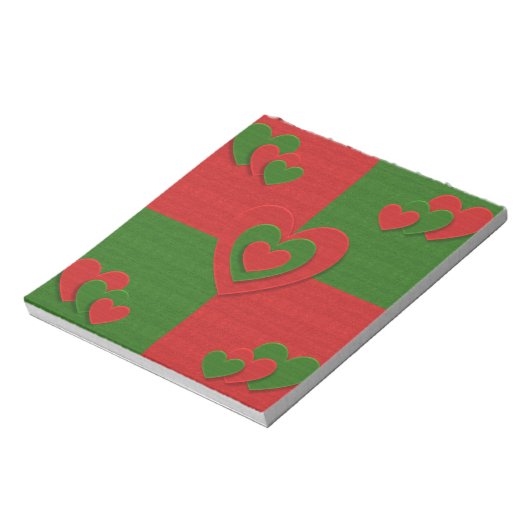 Hart in kerstkleuren: Red Green Felting Kijk Notitieblok (Linkerzijde)