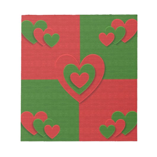 Hart in kerstkleuren: Red Green Felting Kijk Notitieblok (Voorkant)
