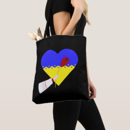 Hart in kleur van de Oekraïense vlag Tote Bag