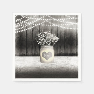 Hart in Metsen Jar & Baby's Breath Rustieke Trouw Servet