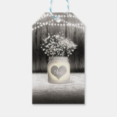 Hart in Metsen Pot & Baby's Breath Rustieke Trouw Cadeaulabel (Achterkant)
