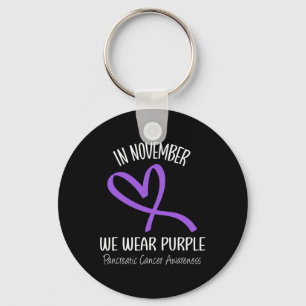 Hart In november Draag we Paarse alvleesklierkanke Sleutelhanger