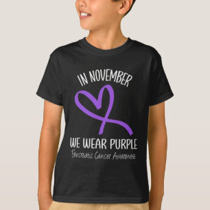 Hart In november Draag we Paarse alvleesklierkanke T-shirt