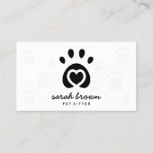 Hart in Pet Paw Visitekaartje (Achterkant)