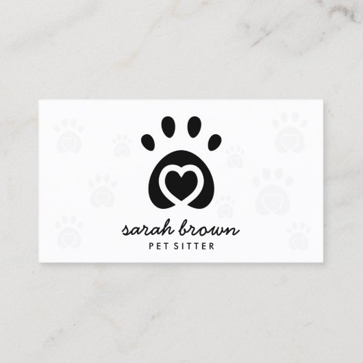 Hart in Pet Paw Visitekaartje (Achterkant)