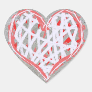 Hart in Rood, Wit en Grijs Sticker