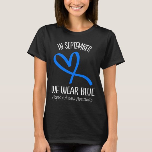 Hart In september Draag we Blue Alopecia Areata AW T-shirt (Voorkant)