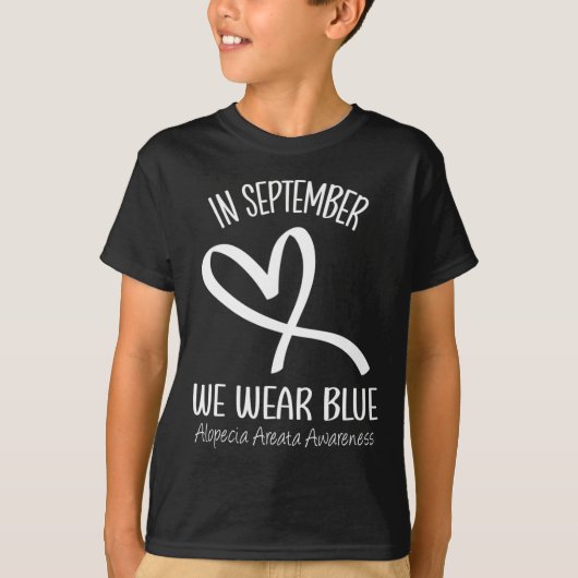 Hart In september Draag we Blue Alopecia Areata AW T-shirt (Voorkant)