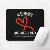 Hart In September Draag we Red Brain Aneurysm Awar Muismat (Met muis)
