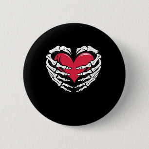 Hart in skeletale handen Klassiek Ronde Button 5,7 Cm