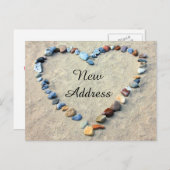 Hart in Strand Zand Nieuw Adres Aankondigingskaart (Voorkant / Achterkant)