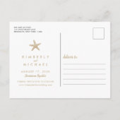 Hart in strandzand trouw save the date aankondigingskaart (Achterkant)