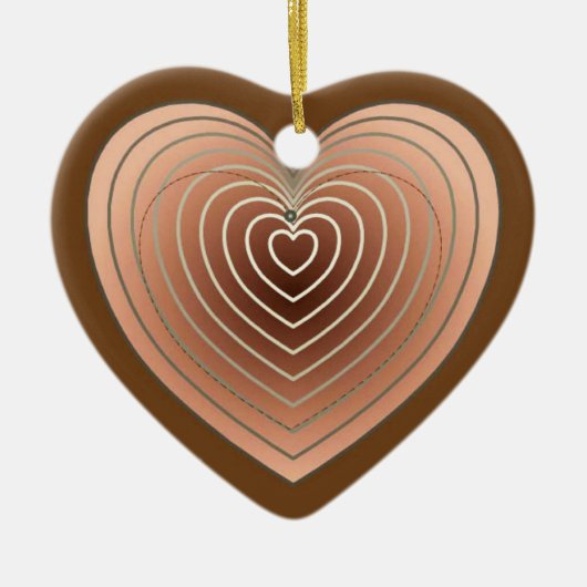 Hart in tinten bruine chocolade achtergrond keramisch ornament (Voorkant)