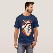 hart in vlammen t-shirt (Voorkant volledig)