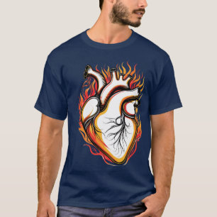 hart in vlammen t-shirt