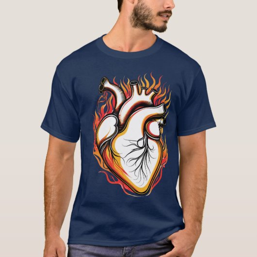 hart in vlammen t-shirt (Voorkant)