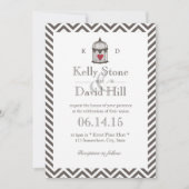  hart in vogelkooi Chevron Stripes Wedding Kaart (Voorkant)