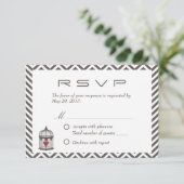 hart in vogelkooi Chevron Wedding RSVP (Staand voorkant)